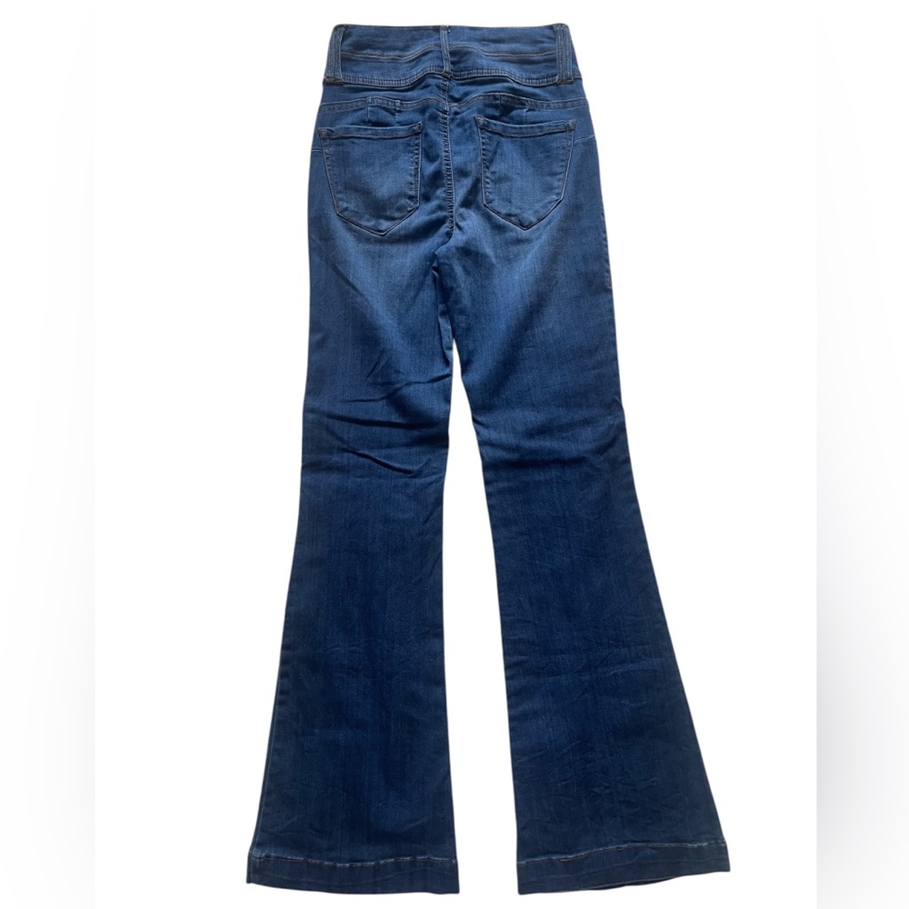 Blue ,high Waisted Wide legged Flared Jeans, Stretch,Size 7 - Picture 2 of 5